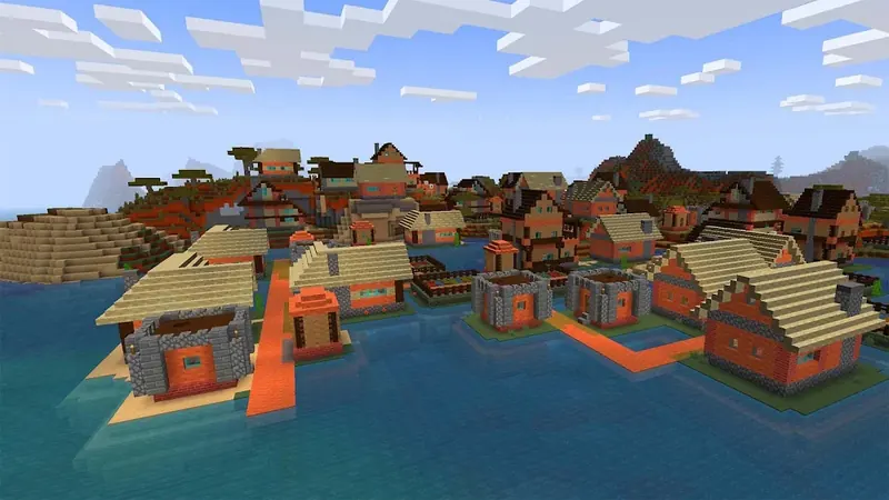 Paisagem gerada de forma procedimental com florestas e montanhas no RealmCraft